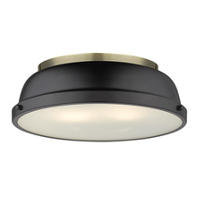  3602-14 AB-BLK - Duncan 14" Flush Mount in Aged Brass with a Matte Black Shade